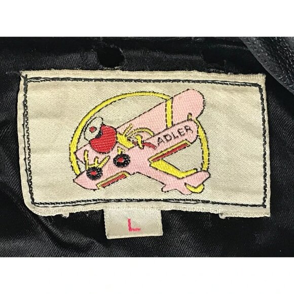 Adler Womens Black Leather Shawl Collar Bomber Motorcycle Jacket Size L - Picture 10 of 10